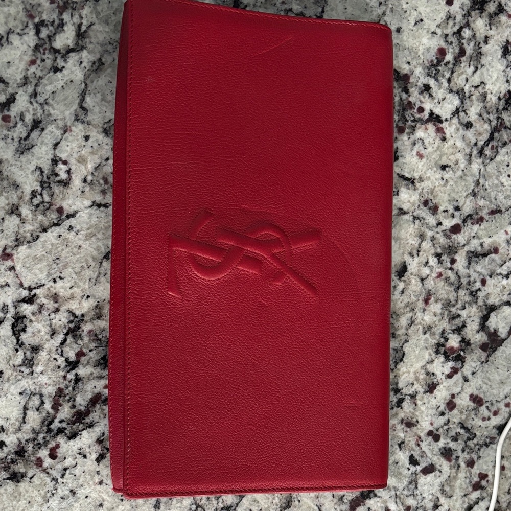 Yves Saint Laurent Scarlet Leather Pouch